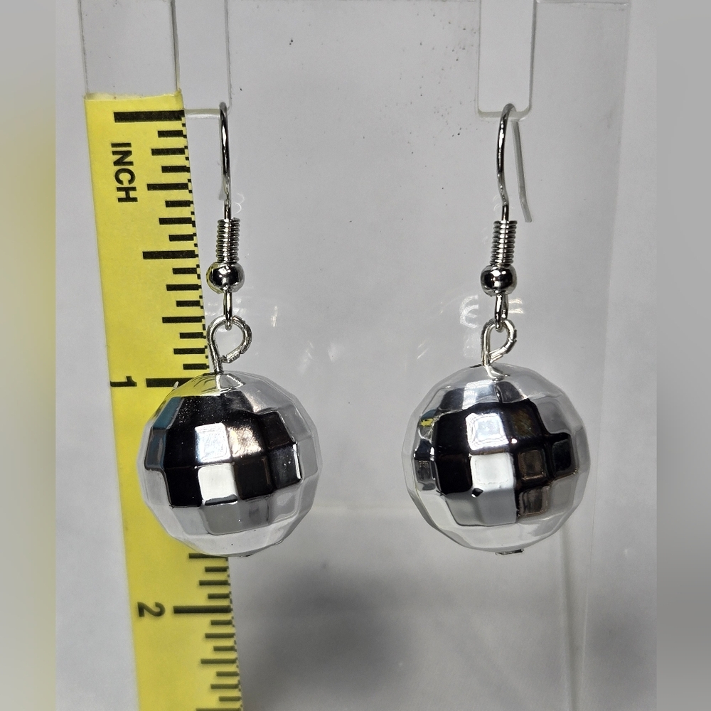 Chic Silver Disco Ball Earrings